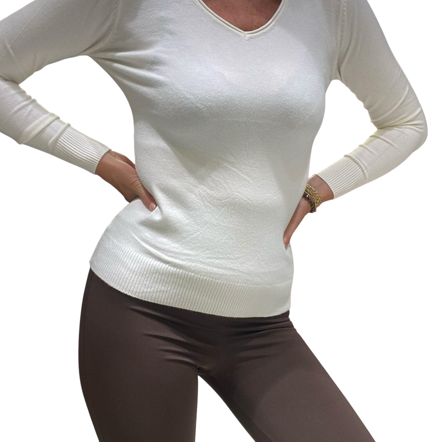 Maglia filo con polsini