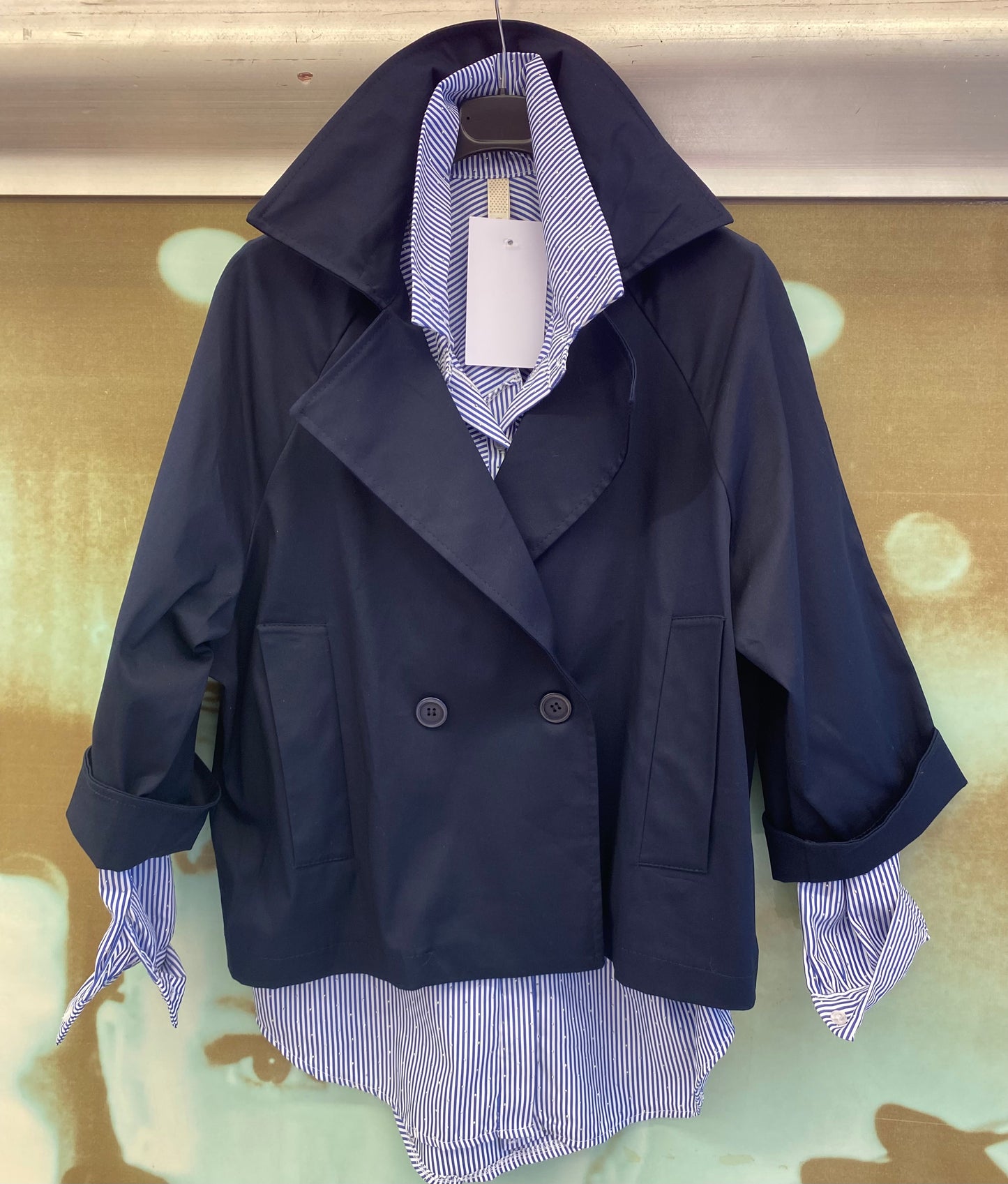 Giacca Impermeabile doppio petto colore blu lavanda