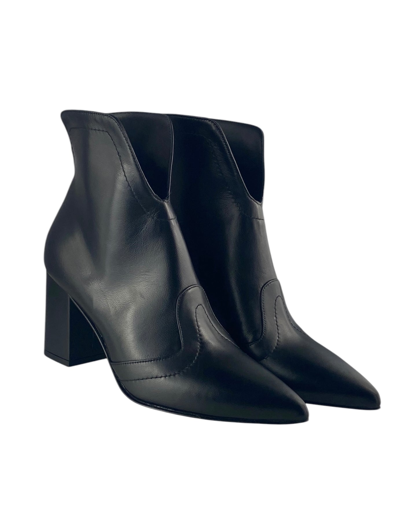 Stivaletto Pikes di Pelle Nero con Tacco