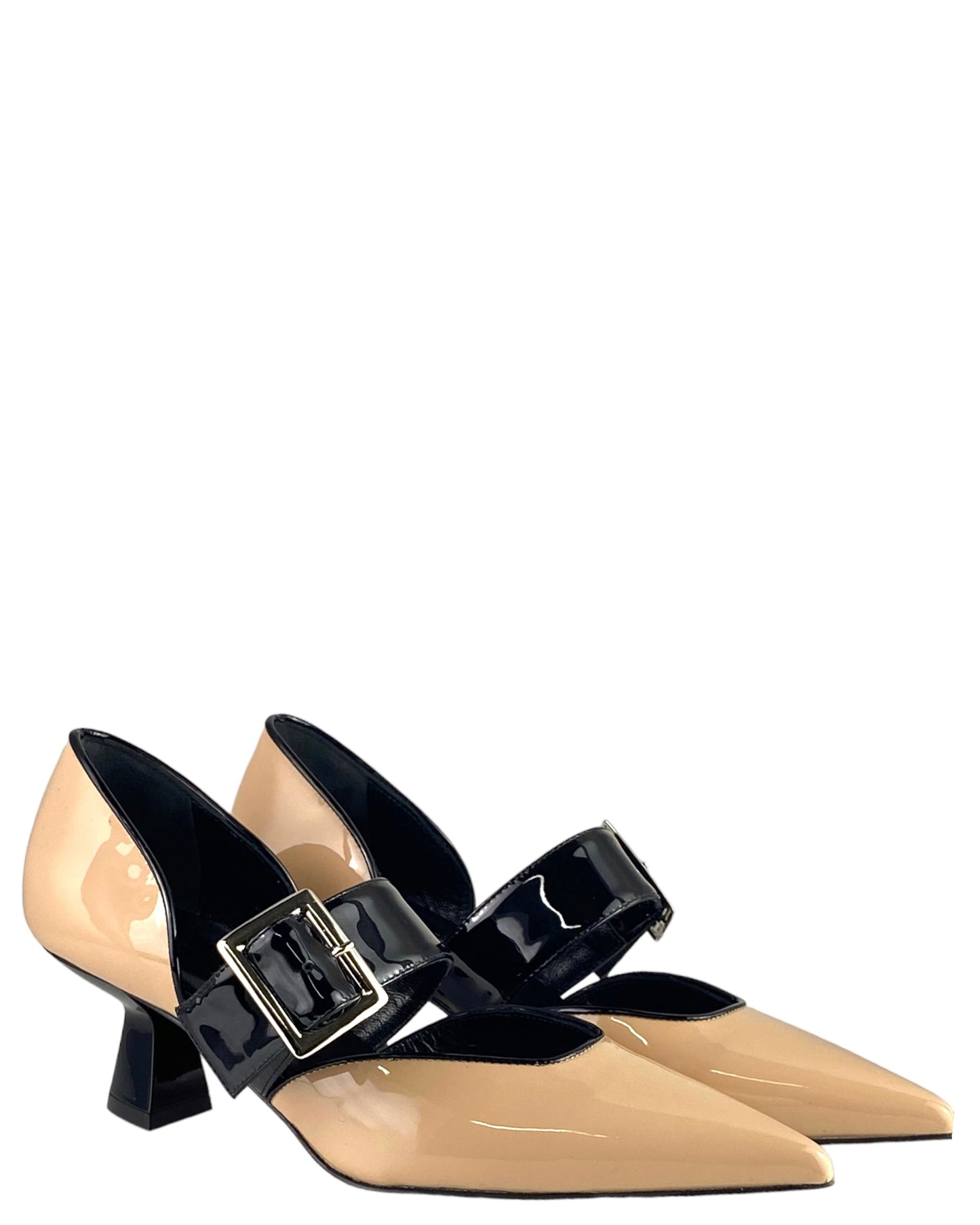 Décolleté di Vera Pelle in Vernice Beige