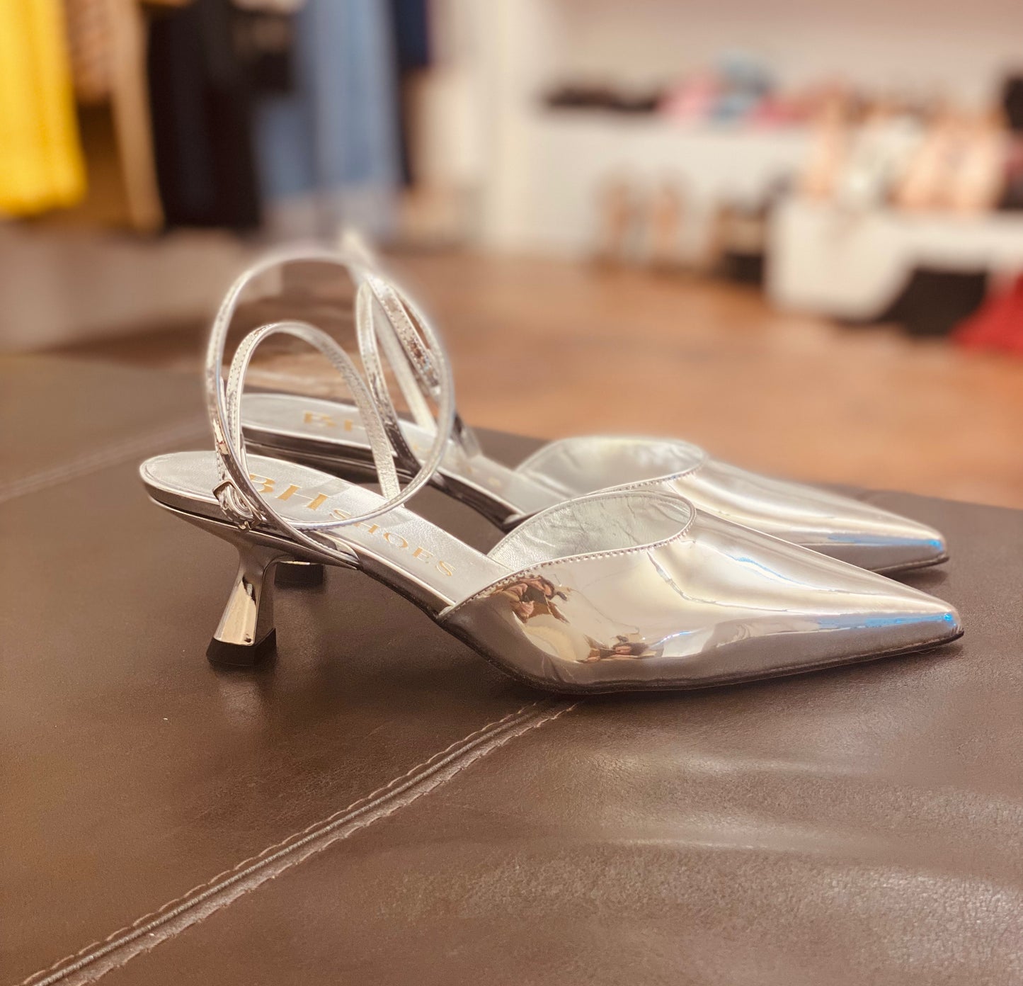 Sandalo chanel specchio Argento tacco elegante 5 cm.
