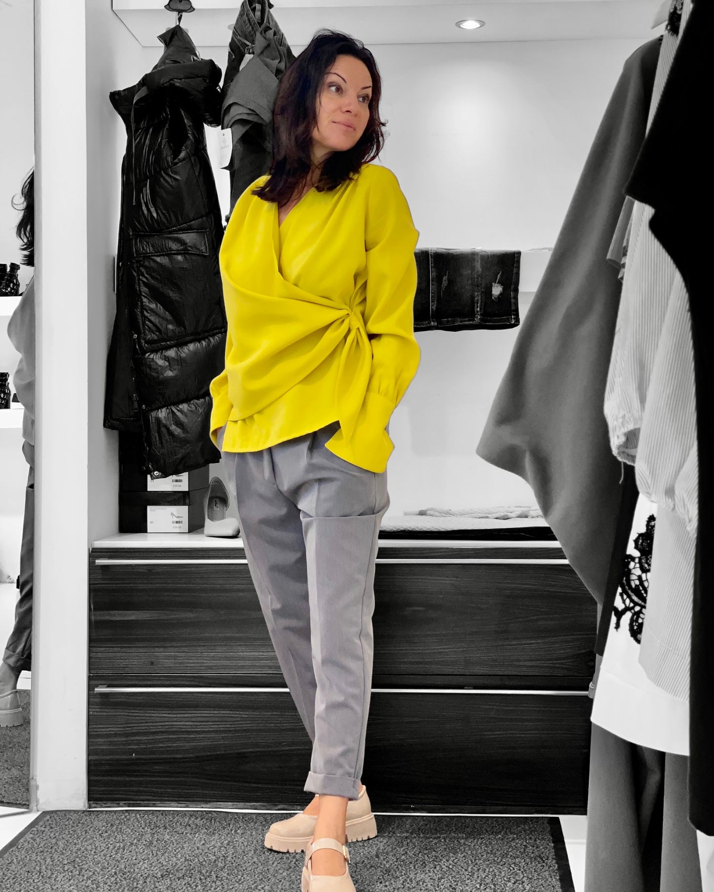 Camicia In Seta Lavata Con Scollo a V