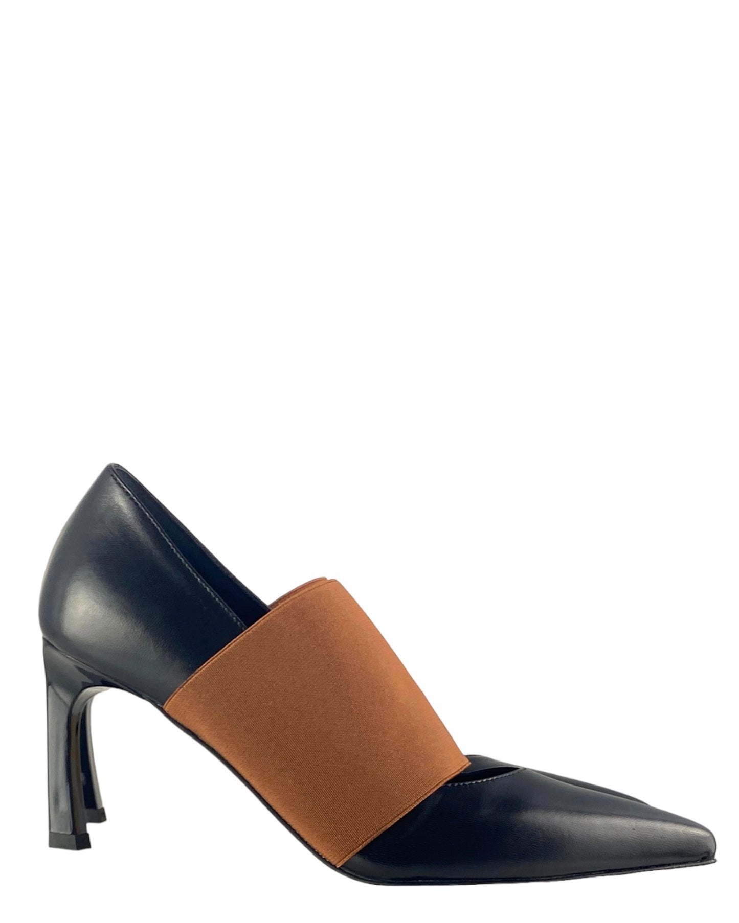 Décolleté Vera Pelle, tacco Spillo Accessori in elastico colore Nero/cuoio