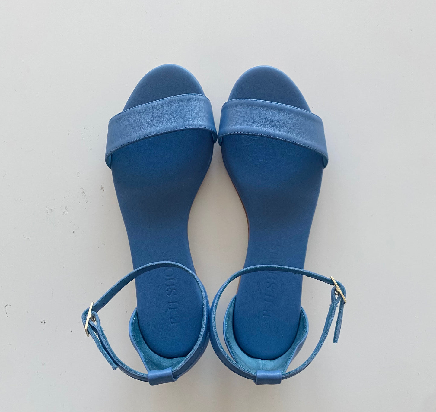 Sandalo Flat M01097 Pelle Azzurro