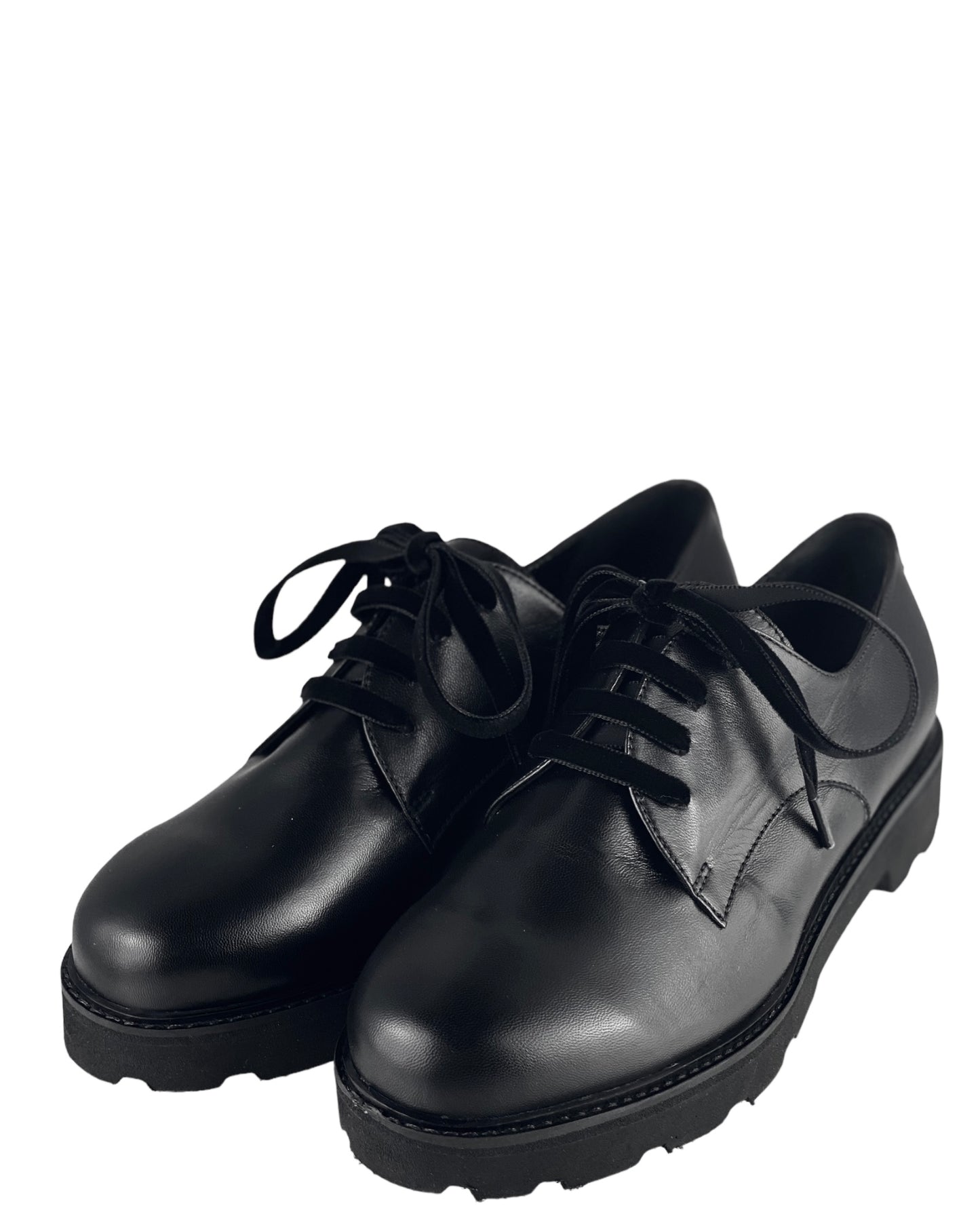 Scarpa di Vera Pelle con Lacci, Fondo Gomma Décolleté