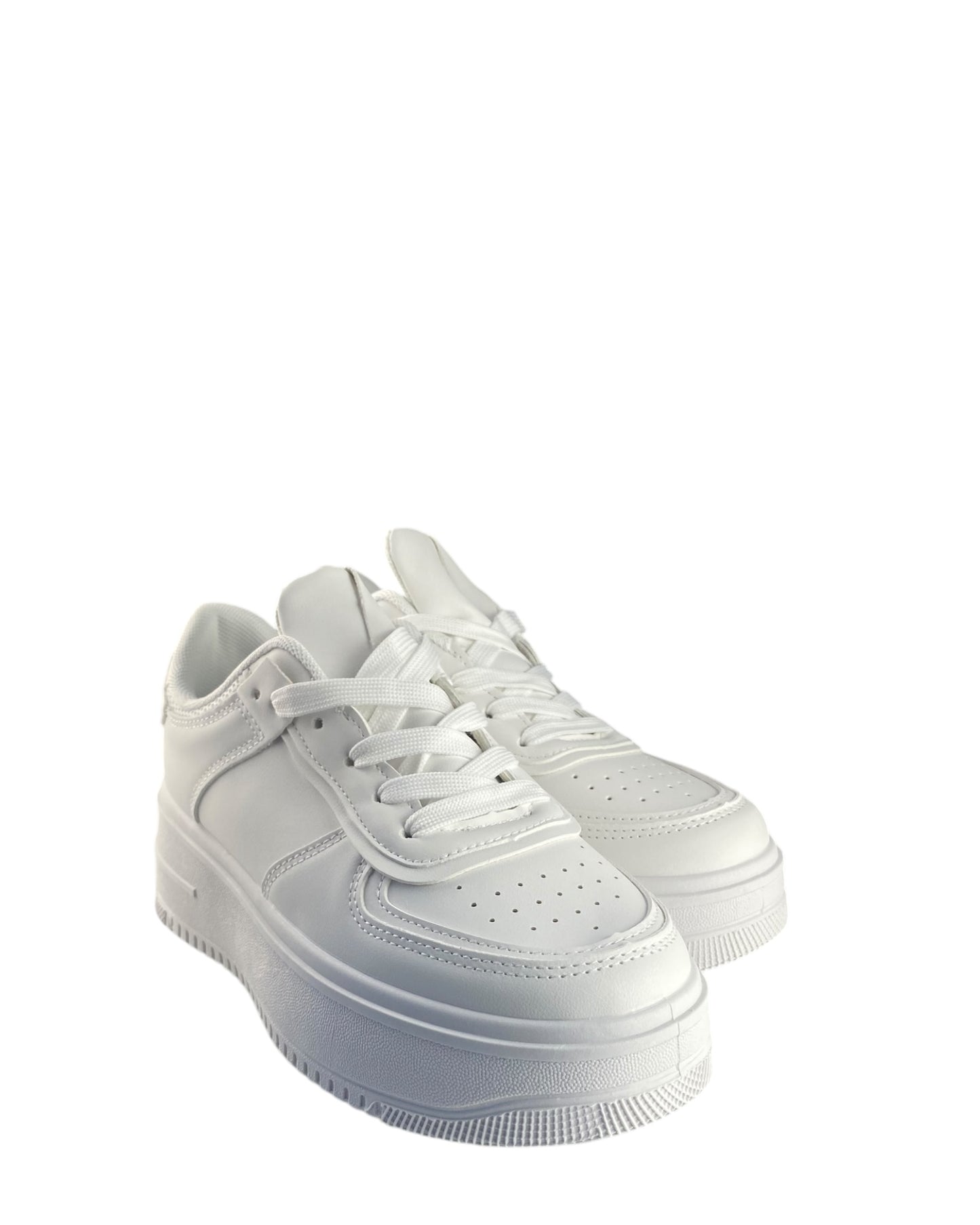Sneakers scarpa, tutto Bianco con suola alta in gomma, décolleté