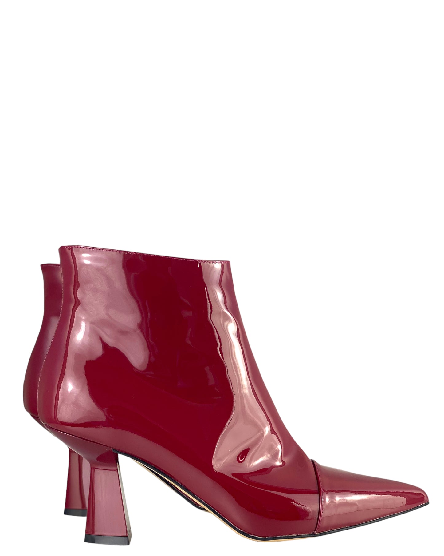 Stivaletto Vera Pelle Vernice Rosso Vino