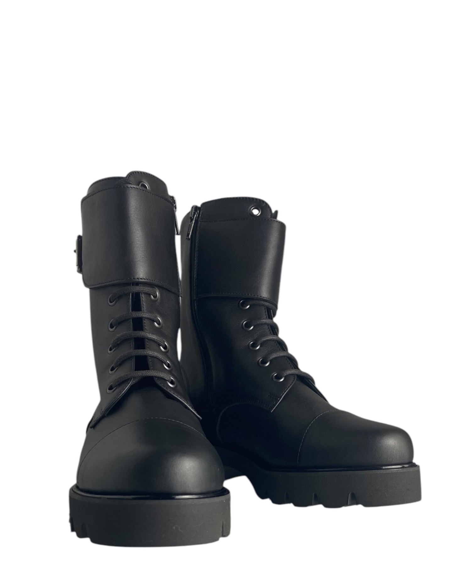 Stivaletto Anfibio Biker di Pelle Nero con Fibbia
