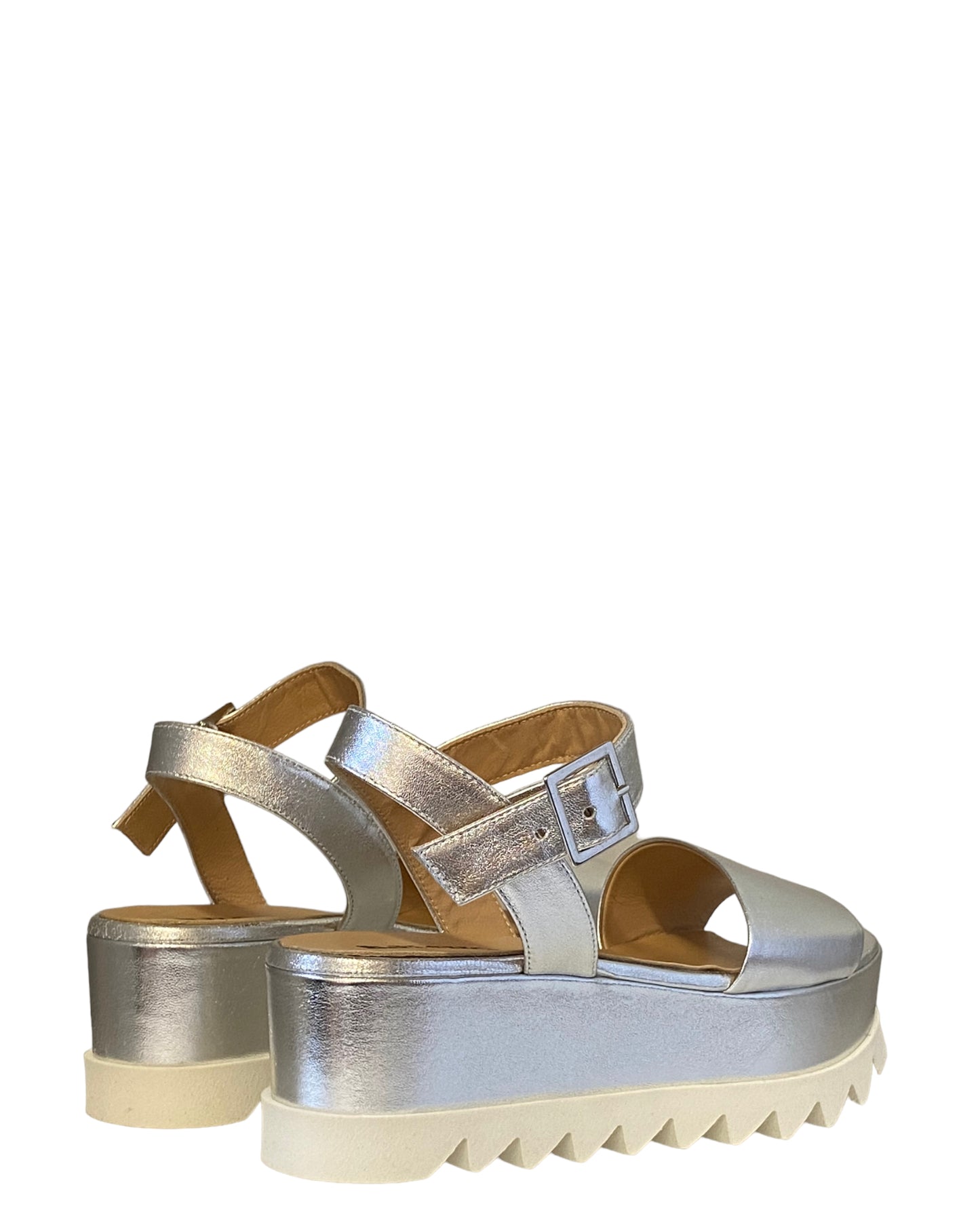Sandalo BH SHOES Pelle Argento con Plateau
