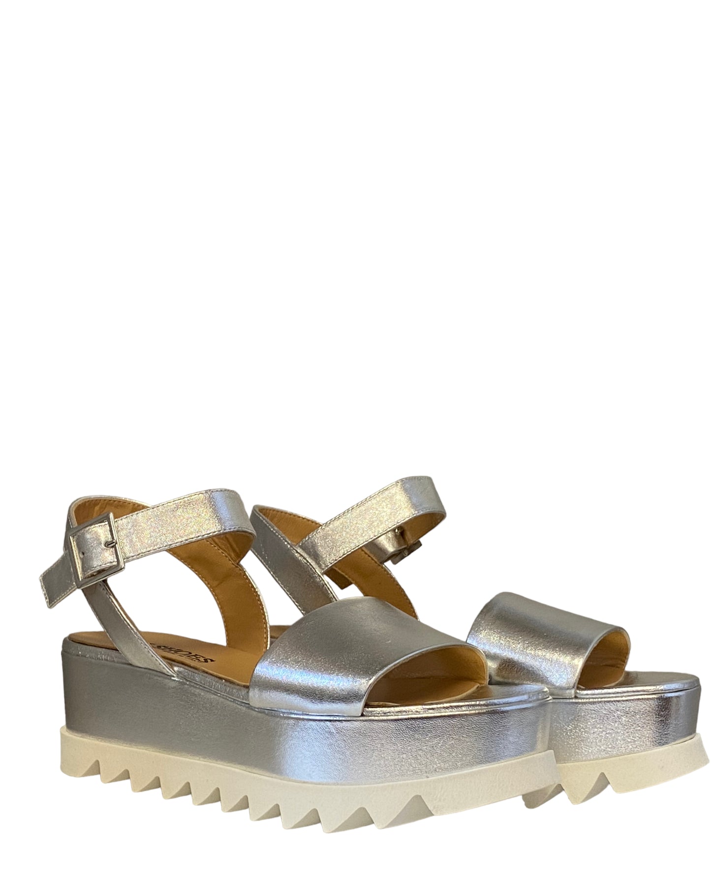 Sandalo BH SHOES Pelle Argento con Plateau