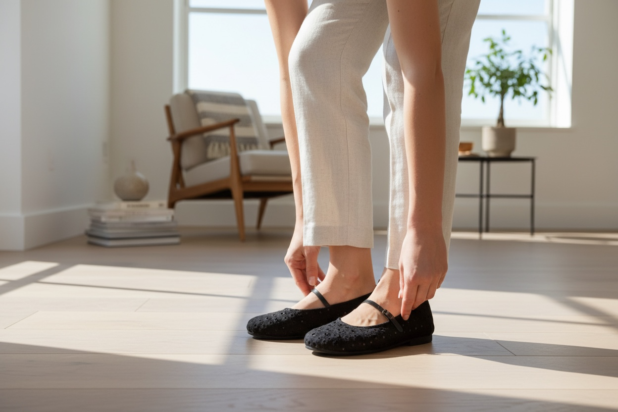 Ballerina pelle Mary jane di pizzo San gallo nero, décolleté