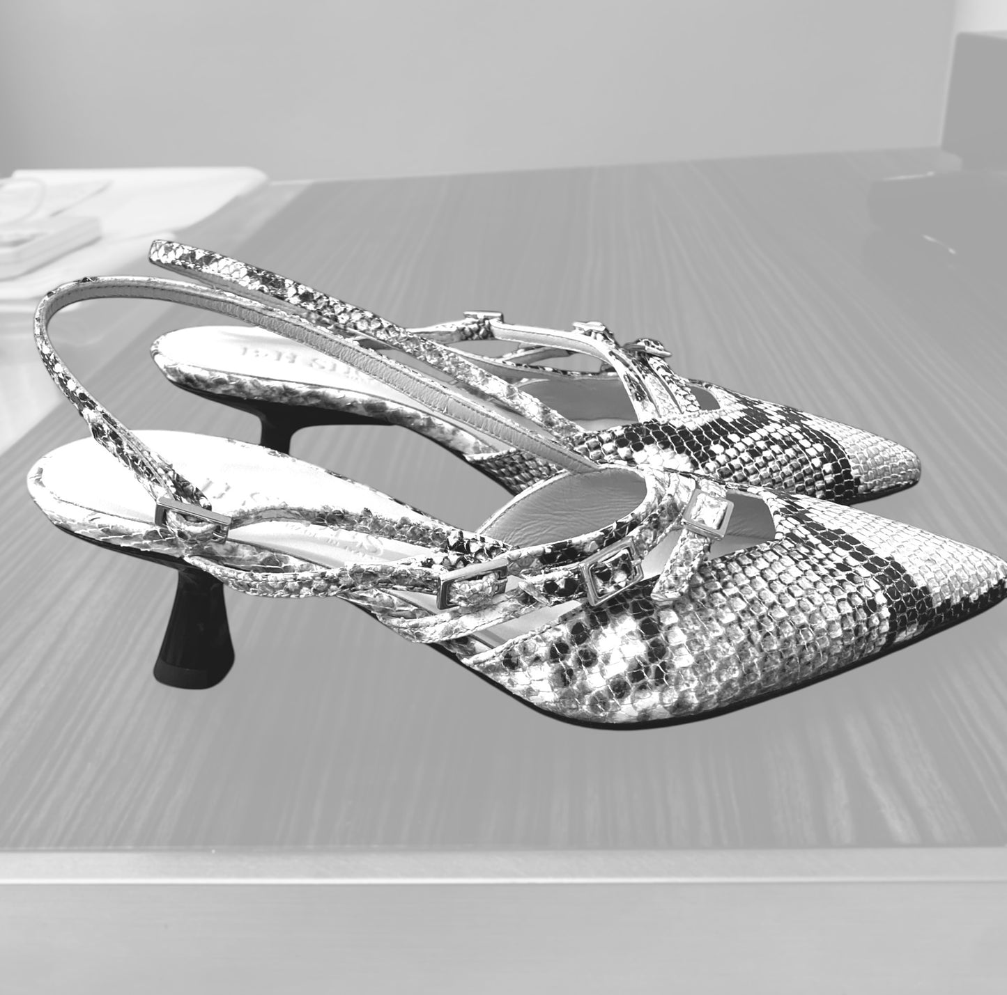 Décolleté Slingback Pitonato pelle h.5cm