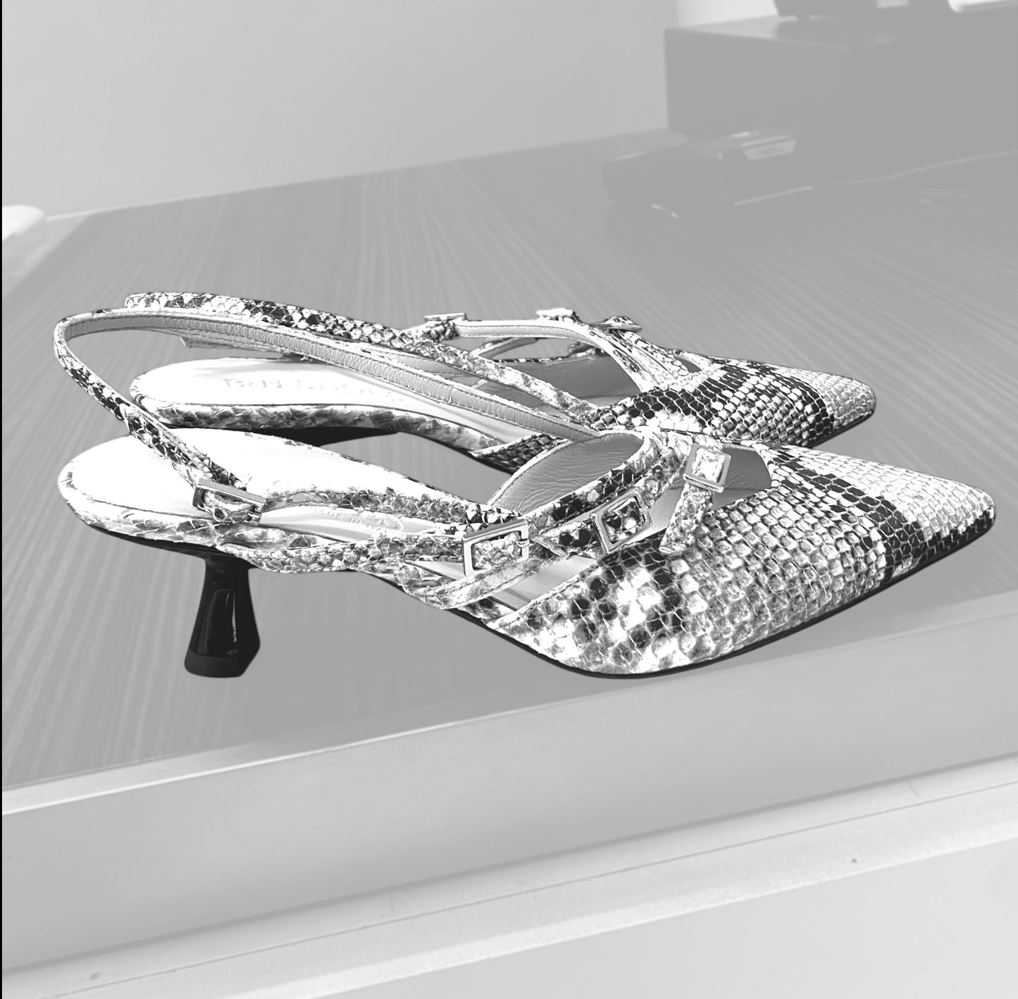 Décolleté Slingback Pitonato pelle h.5cm