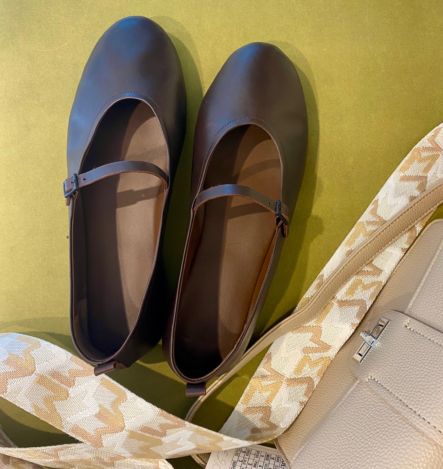 Ballerina di pelle marrone Mary jane ultra light