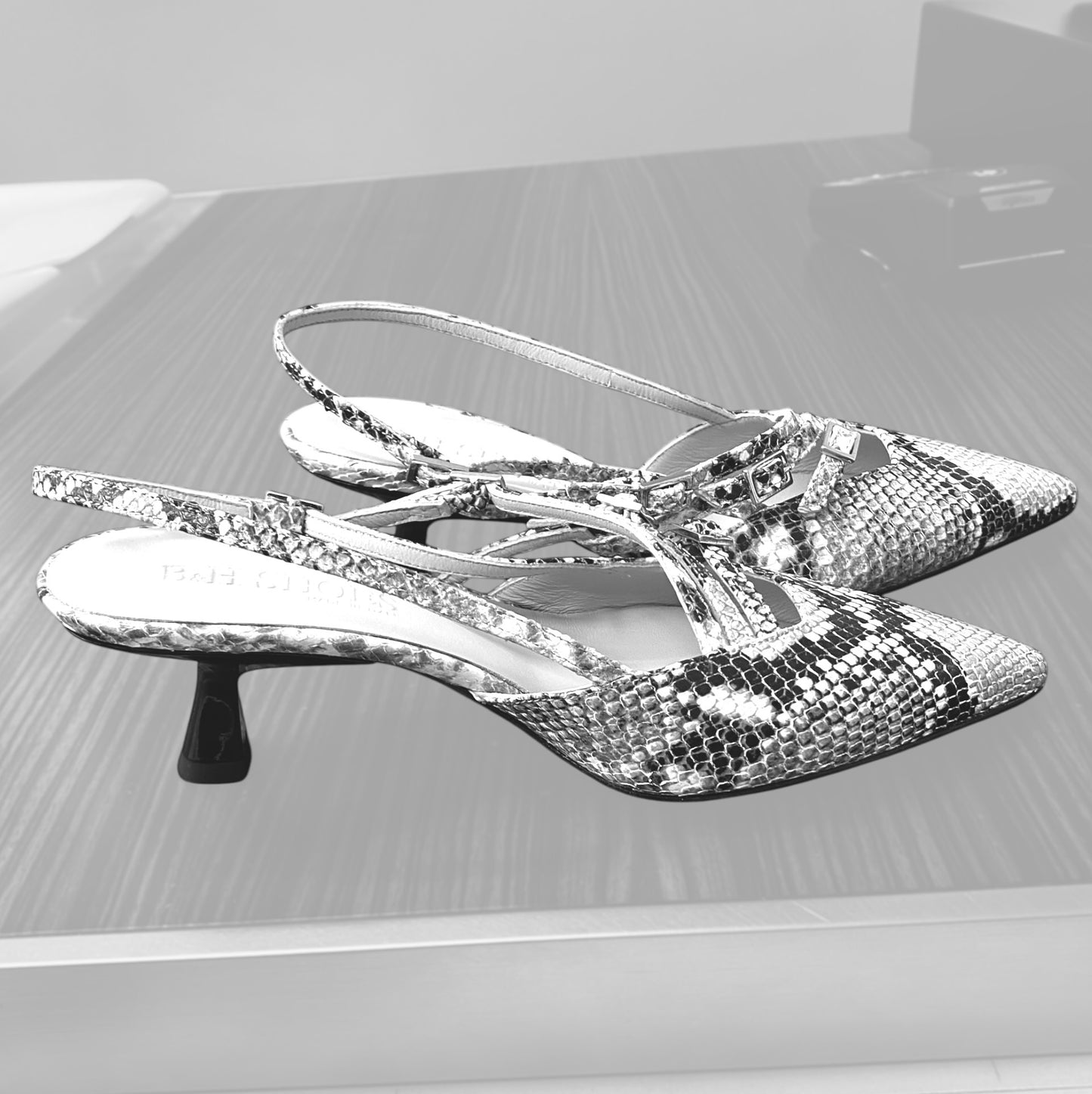 Décolleté Slingback Pitonato pelle h.5cm