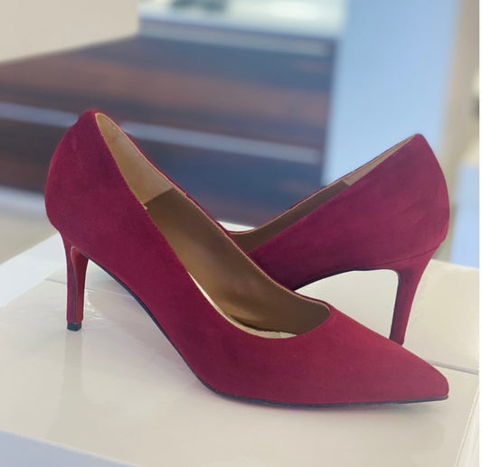 Décolleté camoscio Bordeaux con tacco 6,5 cm