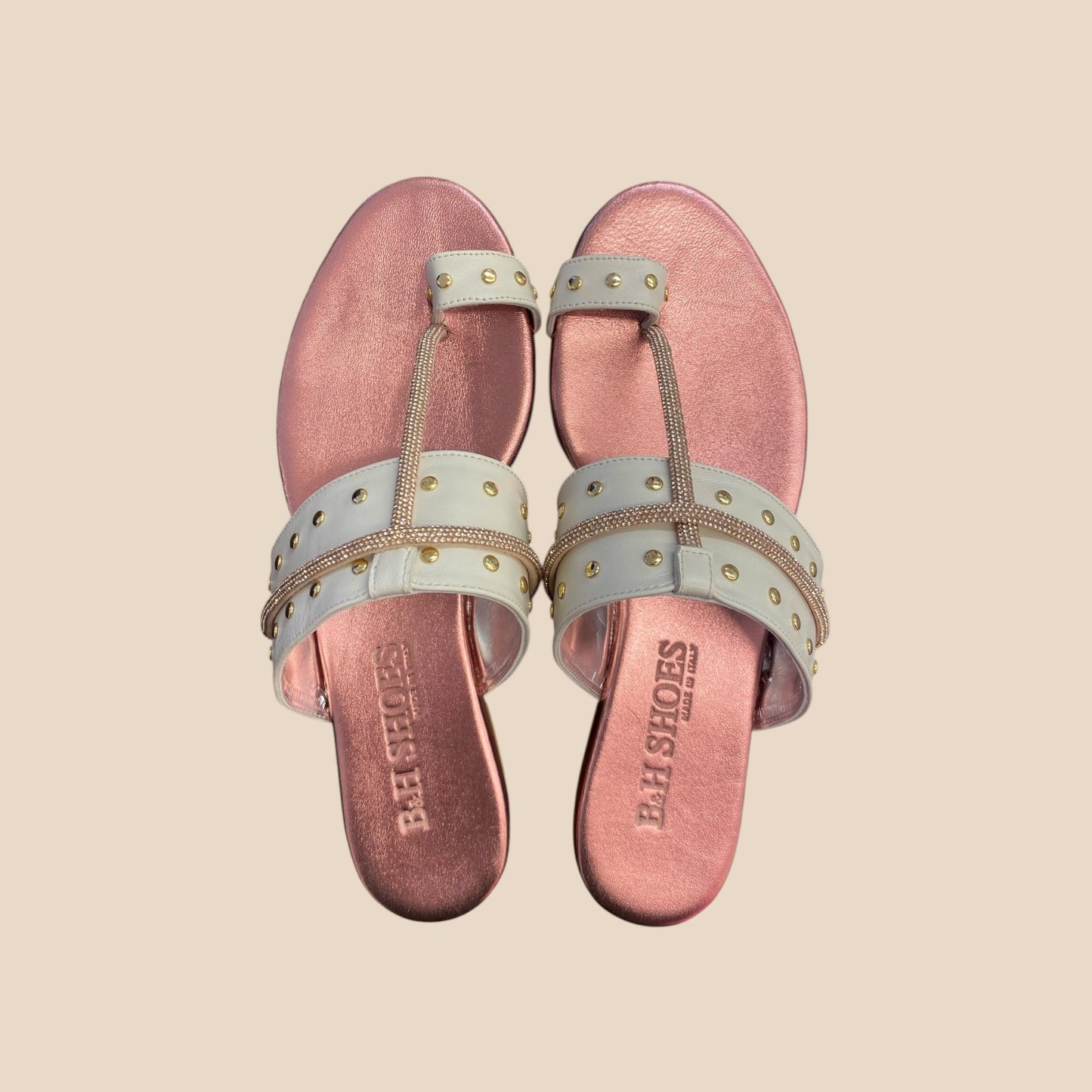 Sandalo pelle con infradito bianco/rame