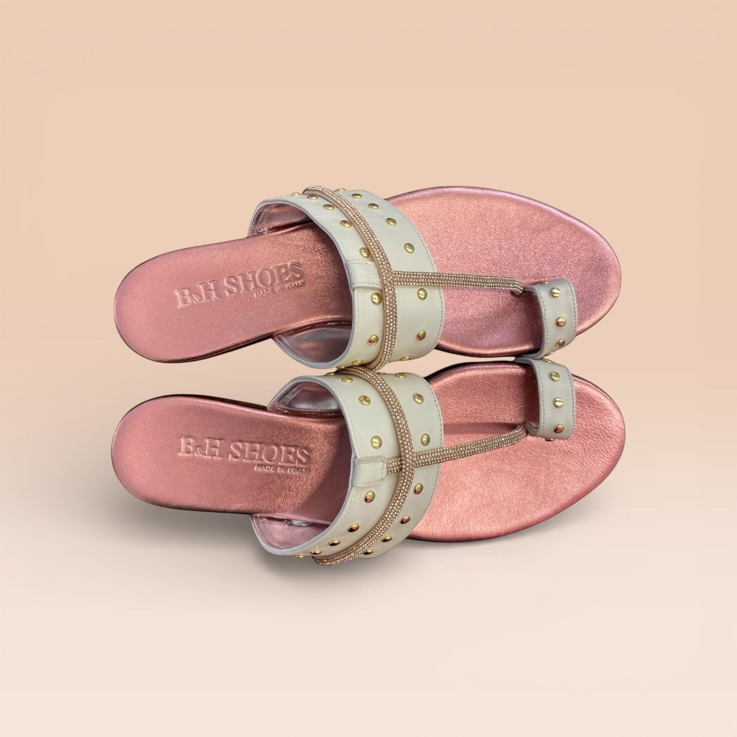 Sandalo pelle con infradito bianco/rame