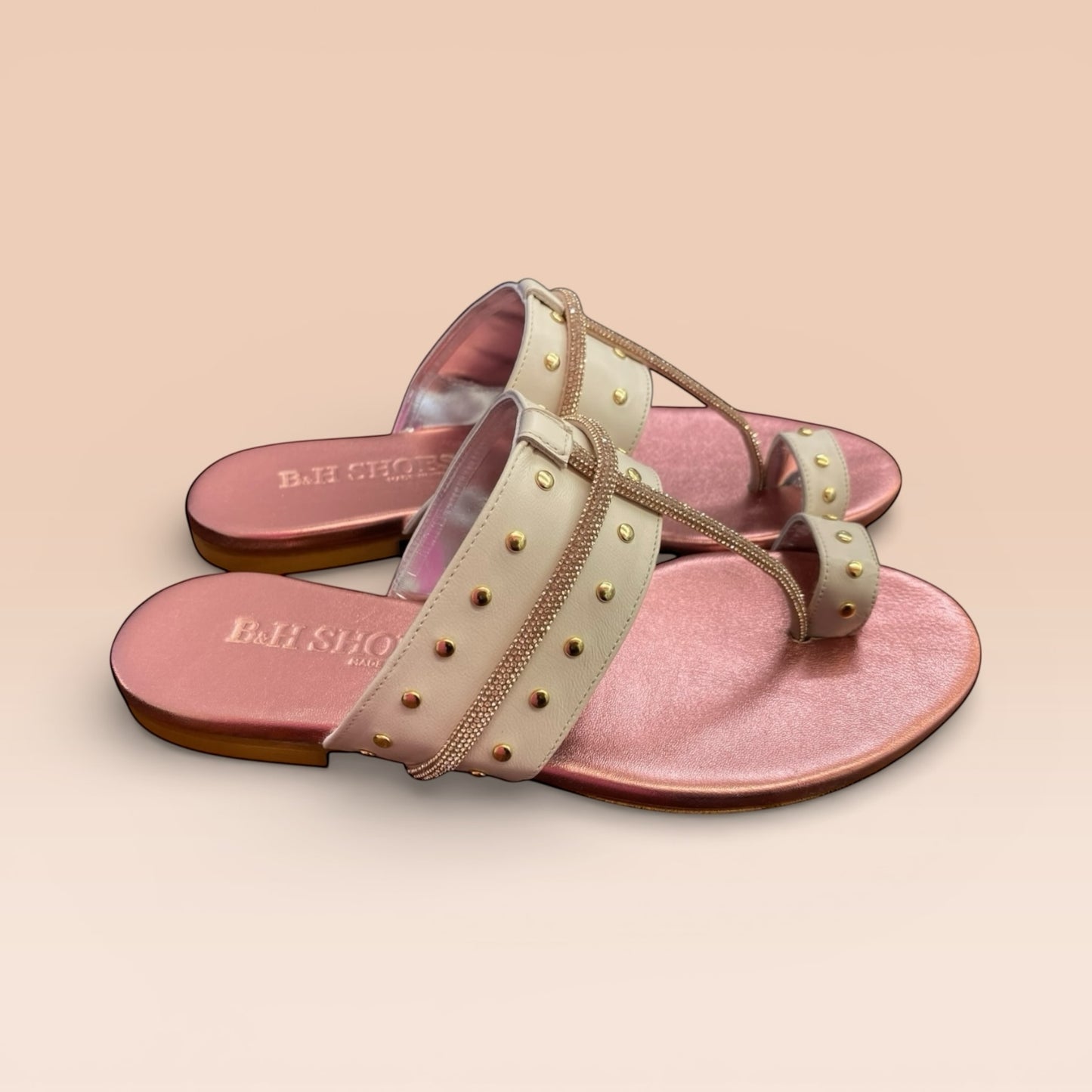 Sandalo pelle con infradito bianco/rame