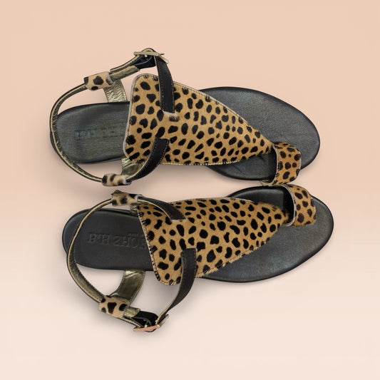 Sandalo di pelle cavallino maculato con infradito