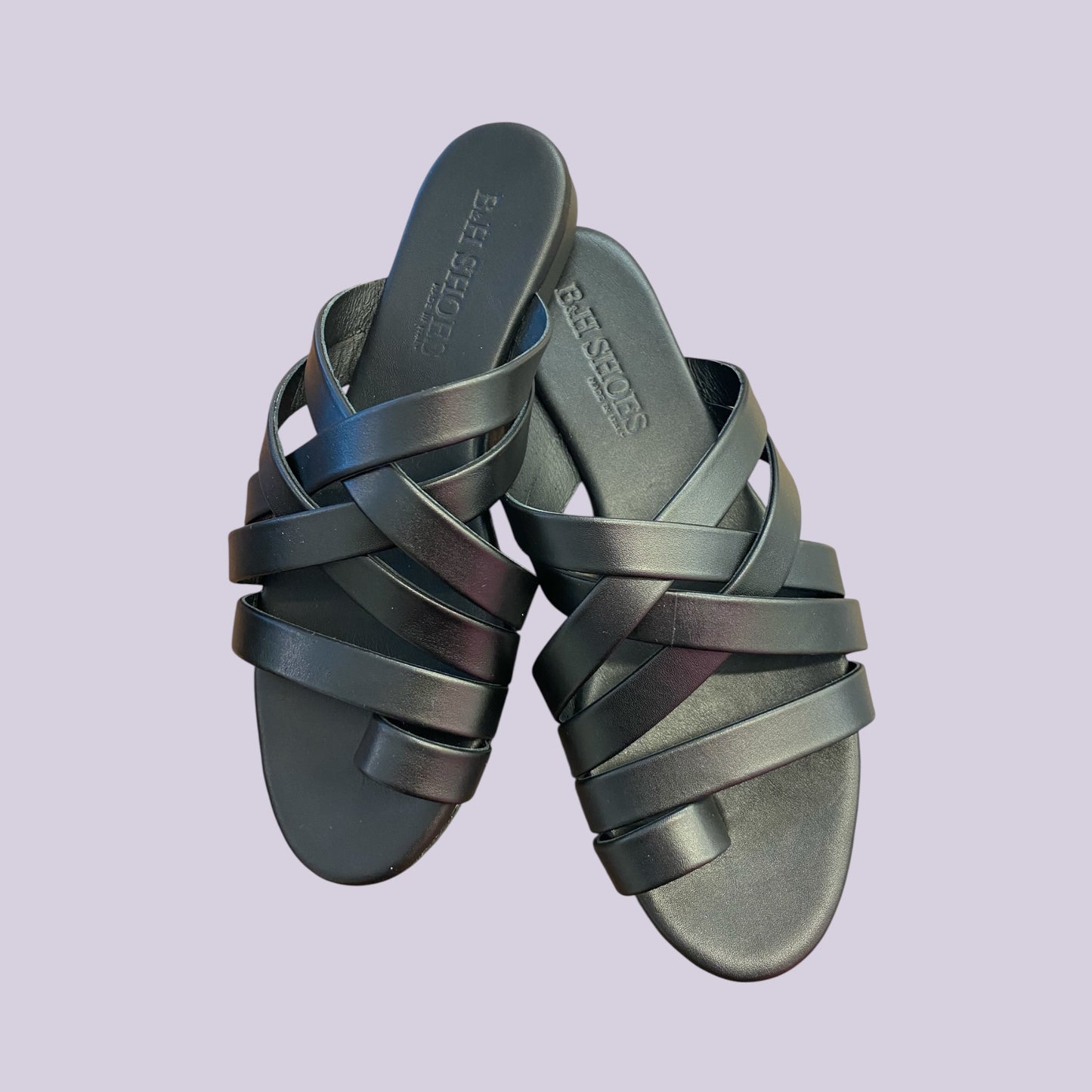 Sandalo ciabattina pelle con infradito nero