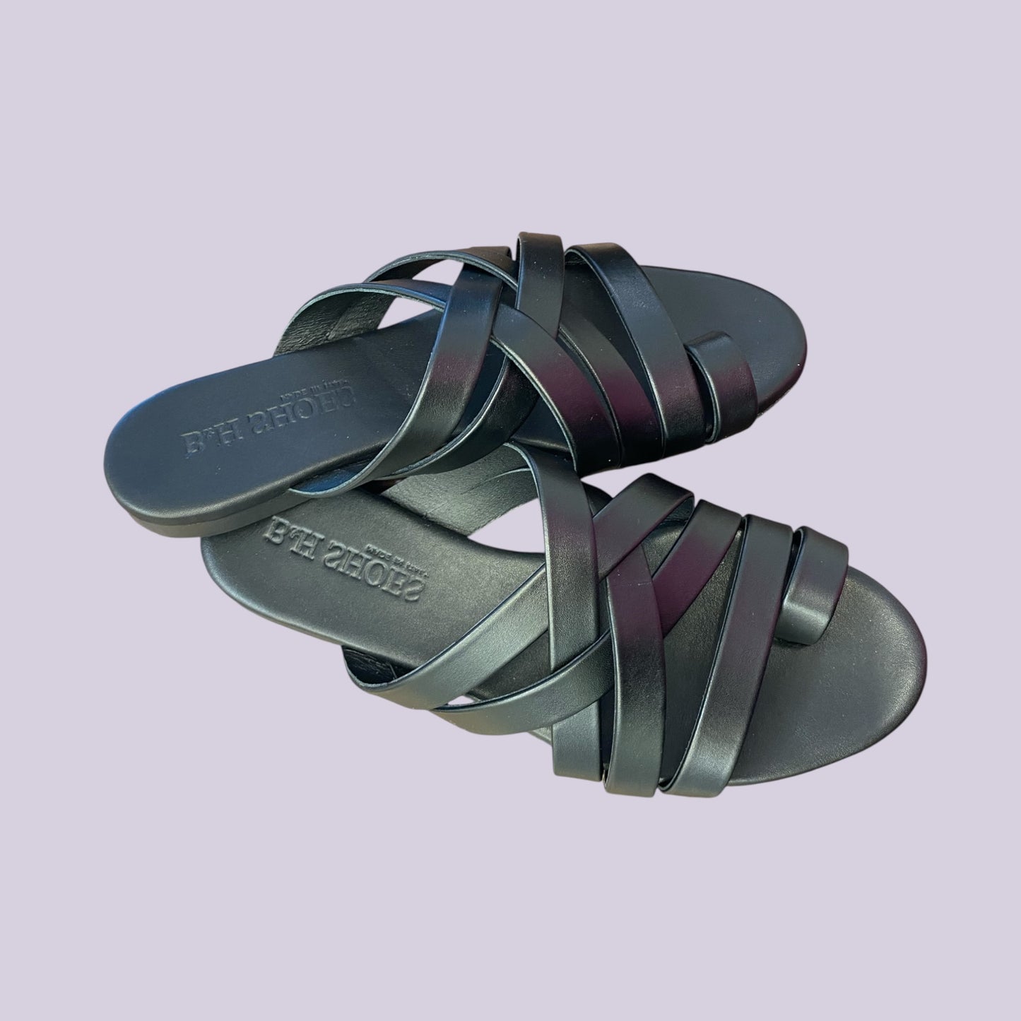 Sandalo ciabattina pelle con infradito nero