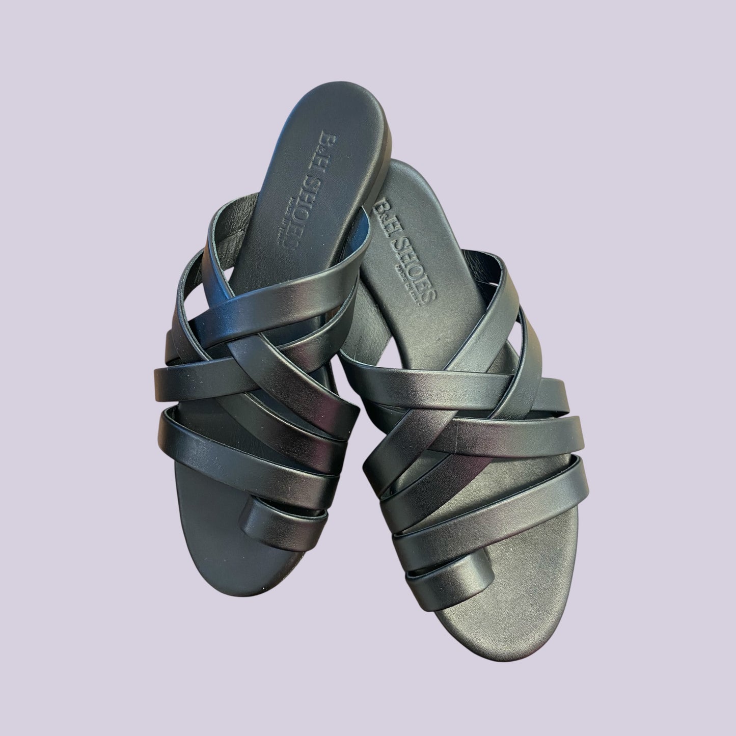 Sandalo ciabattina pelle con infradito nero