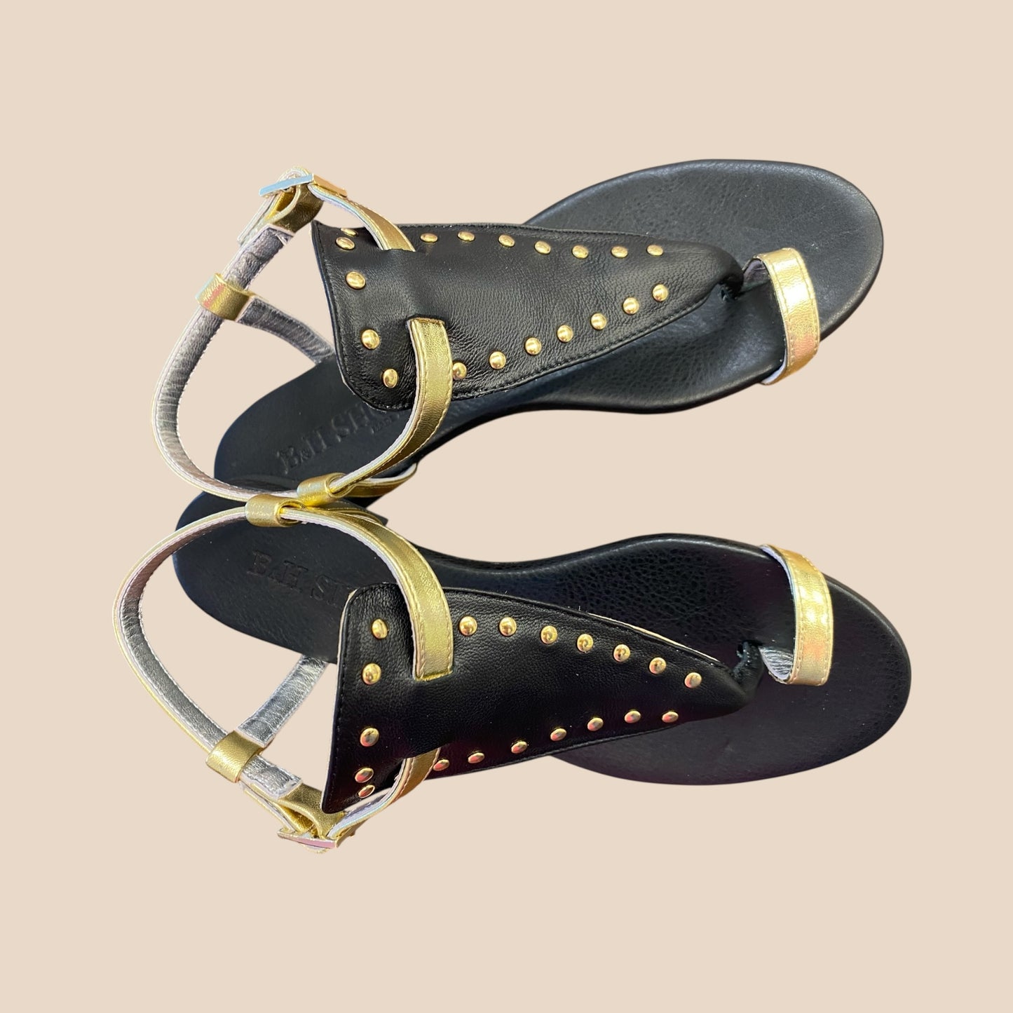 Sandalo pelle con infradito nero/platino