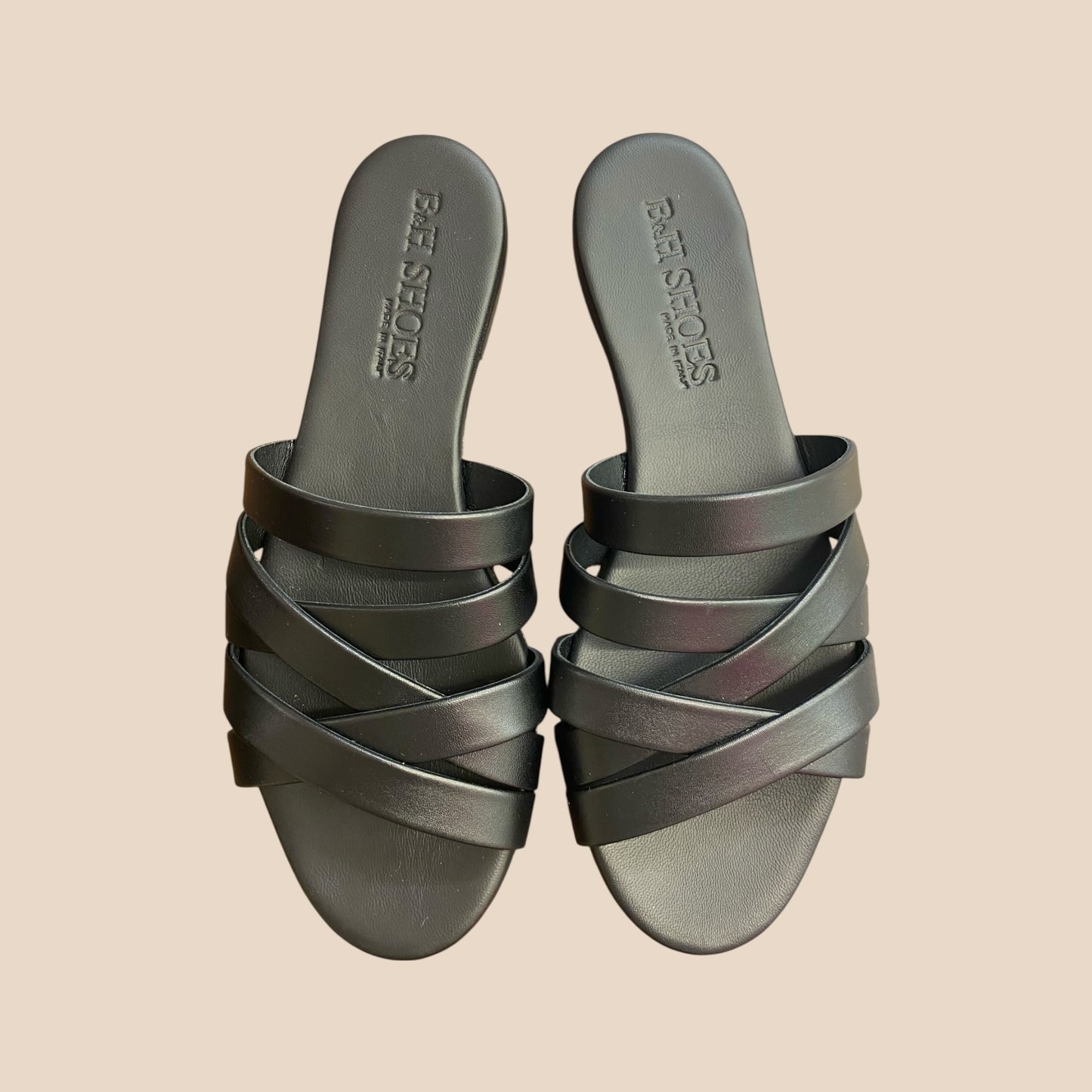 Sandalo ciabattina pelle incrocio nero