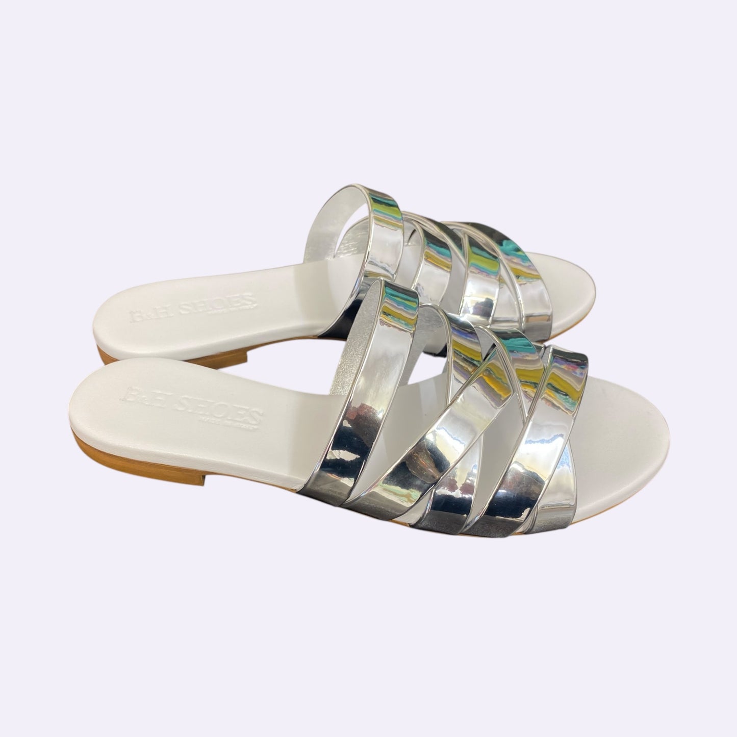 Sandalo ciabattina pelle argento