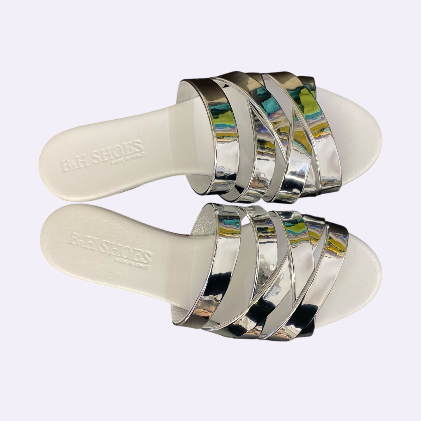 Sandalo ciabattina pelle argento