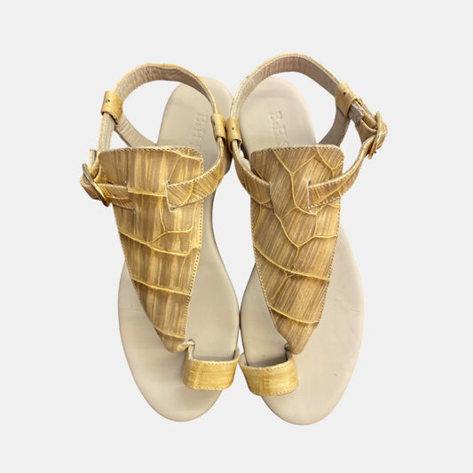 Sandalo pelle stampa cocco oro/beige