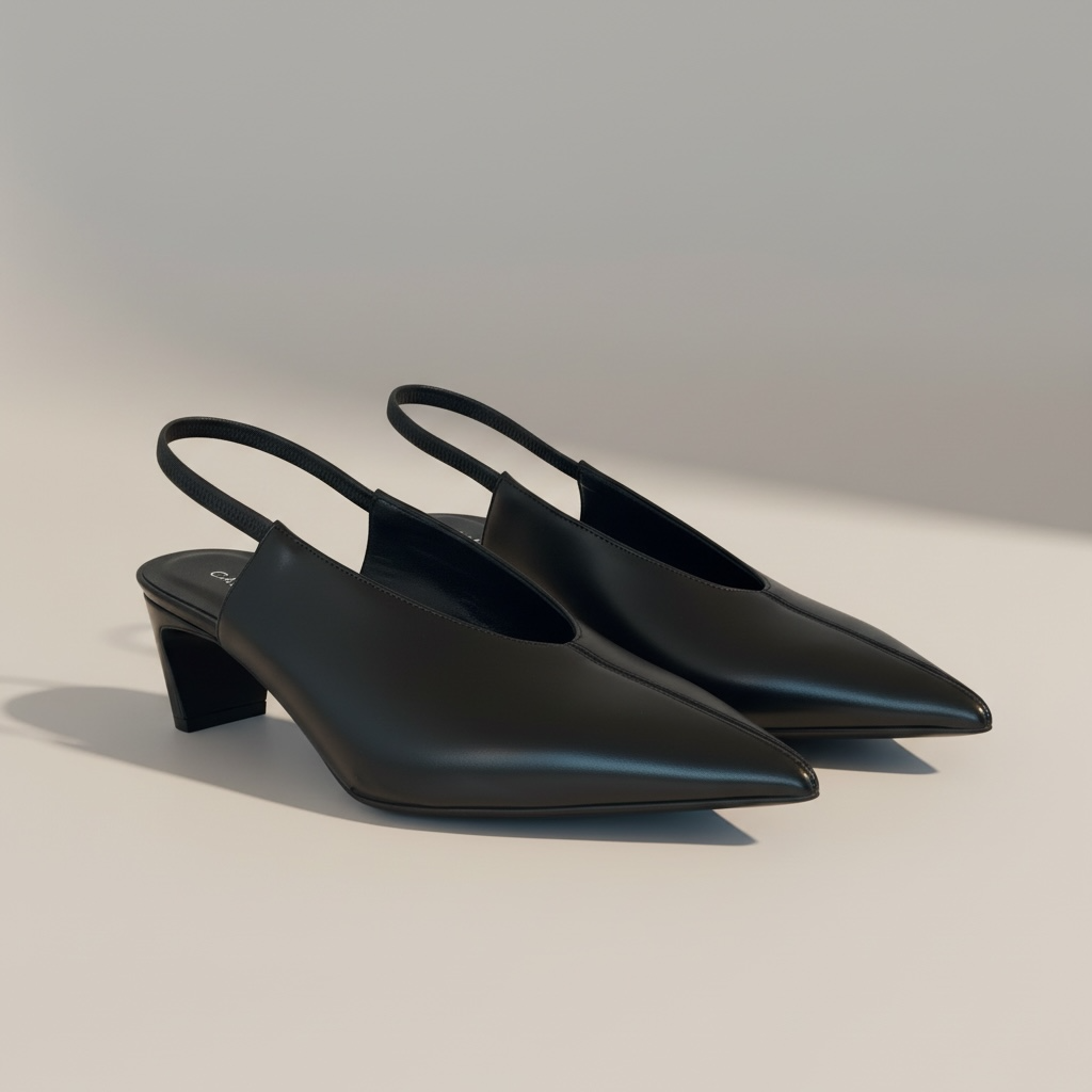 Décolleté slingback pelle nero t.5