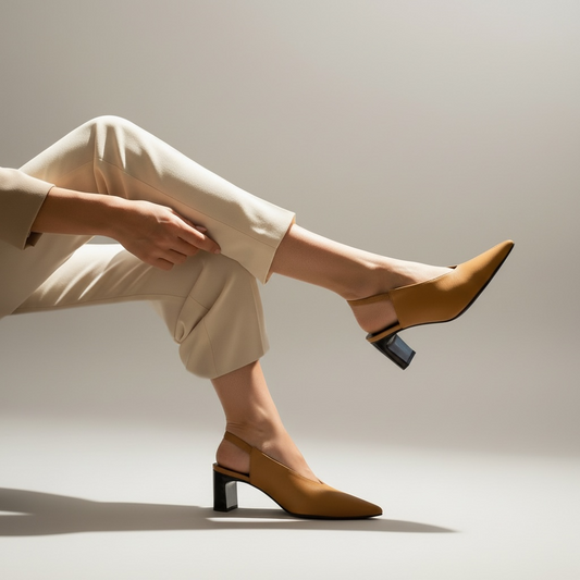 Décolleté slingback pelle cuoio t.5