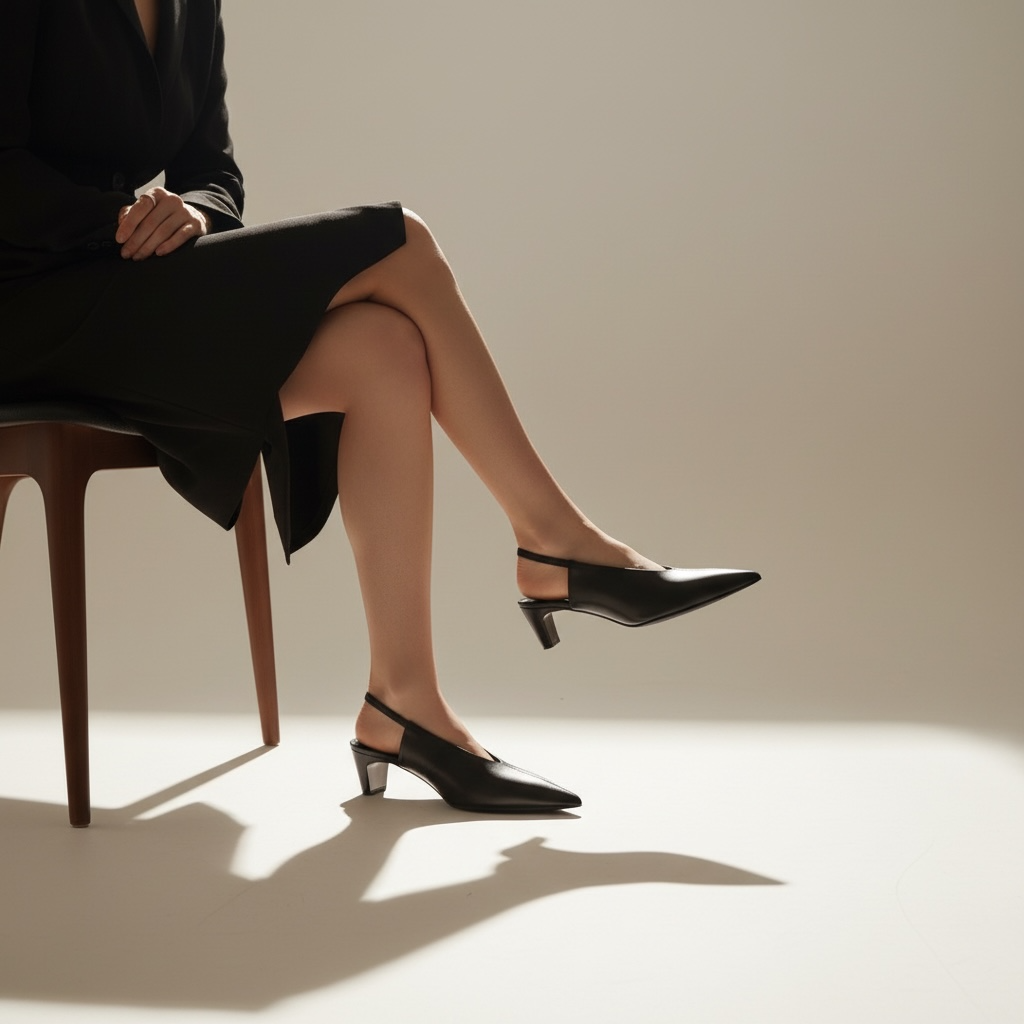 Décolleté slingback pelle nero t.5