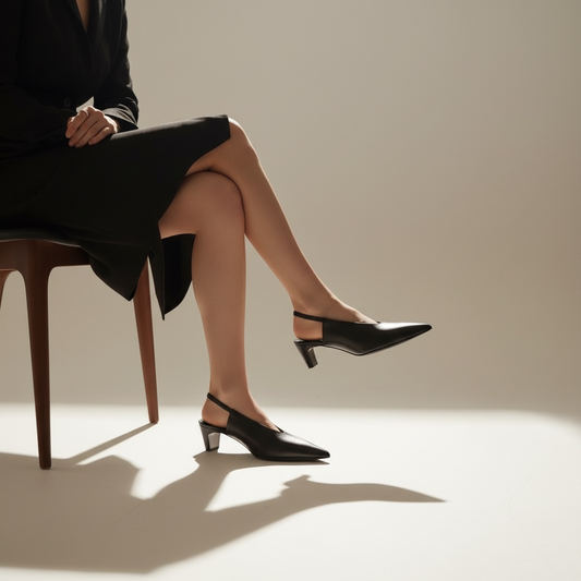 Décolleté slingback pelle nero t.5