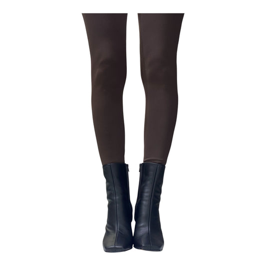 Stivaletto di pelle nero con tacco zeppa